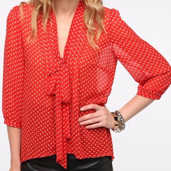 Urban Outfitters Tops - Pins And Needles For UO Red Bow Blouse